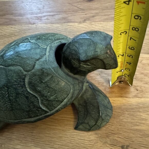 Vintage Green Wooden Turtle Trinket Box Jewelry Box Ash Tray, Giftable Gift - Picture 6 of 6